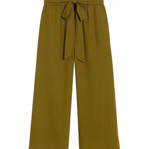 J. Joie Olive Satin Tie Waist Cropped Pants‎ Casual Luxe Culottes Size L
